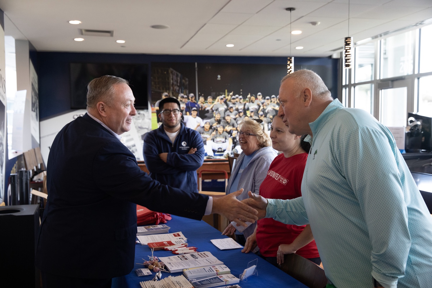 Secretaries from the Pennsylvania Departments of Revenue and Aging will visit a Senior Health Fair to speak with older Pennsylvanians about the Shapiro Administration's major expansion of the Property Tax/Rent Rebate (PTRR) program. Pictured here is Secretary Jason Kavulich greeting seniors at his event in Moosic, Pennsylvania.<br><a href="https://filesource.amperwave.net/commonwealthofpa/photo/23734_pda_ptrr_JP_07.jpg" target="_blank">⇣ Download Photo</a>