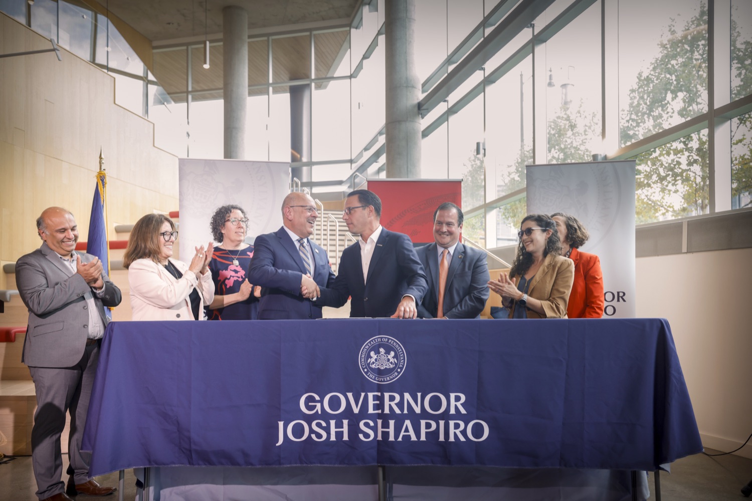 Governor Josh Shapiro signed an Executive Order to establish responsible standards and a governance framework for generative artificial intelligence (AI) use by Commonwealth agencies, outline the values and principles by which Commonwealth employees will utilize generative AI technologies, engage Pennsylvania's leading AI innovation and research sector to understand potential impacts and opportunities of generative AI on the Commonwealth's workforce and digital service delivery, and establish a Generative AI Governing Board to guide Commonwealth policy, use, and deployment.  SEPTEMBER 20, 2023 - PITTSBURGH, PA<br><a href="https://filesource.amperwave.net/commonwealthofpa/photo/23783_gov_aieo_dz_019.JPG" target="_blank">⇣ Download Photo</a>