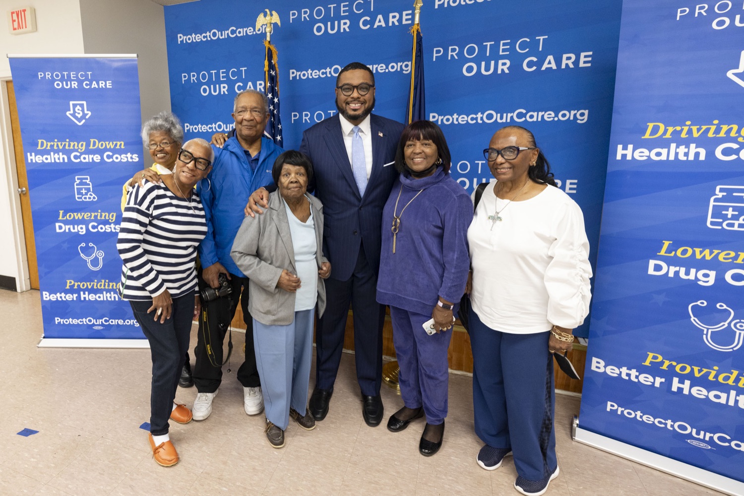 Lieutenant Governor Austin Davis meets members of the Heinz-Menaker Senior Center during a press conference for Protect Our Care, an educational event on the new and upcoming benefits of the Inflation Reduction Act, in Harrisburg, PA on October 25, 2023.<br><a href="https://filesource.amperwave.net/commonwealthofpa/photo/23946_lg_medicareAutumn_01.jpg" target="_blank">⇣ Download Photo</a>