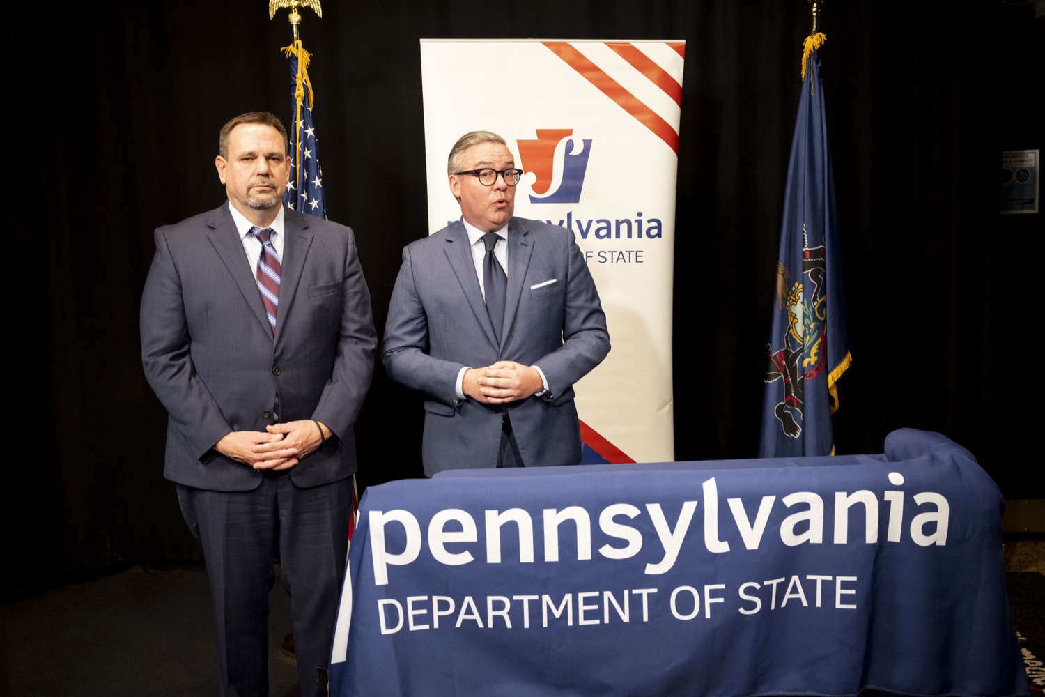 The Department of State livestreams a kickoff of Pennsylvania's statewide risk-limiting audit of the 2023 Municipal Election, in Harrisburg, PA on November 16, 2023.<br><a href="https://filesource.amperwave.net/commonwealthofpa/photo/24032_DOS_RiskLimitingAudit_01.jpg" target="_blank">⇣ Download Photo</a>