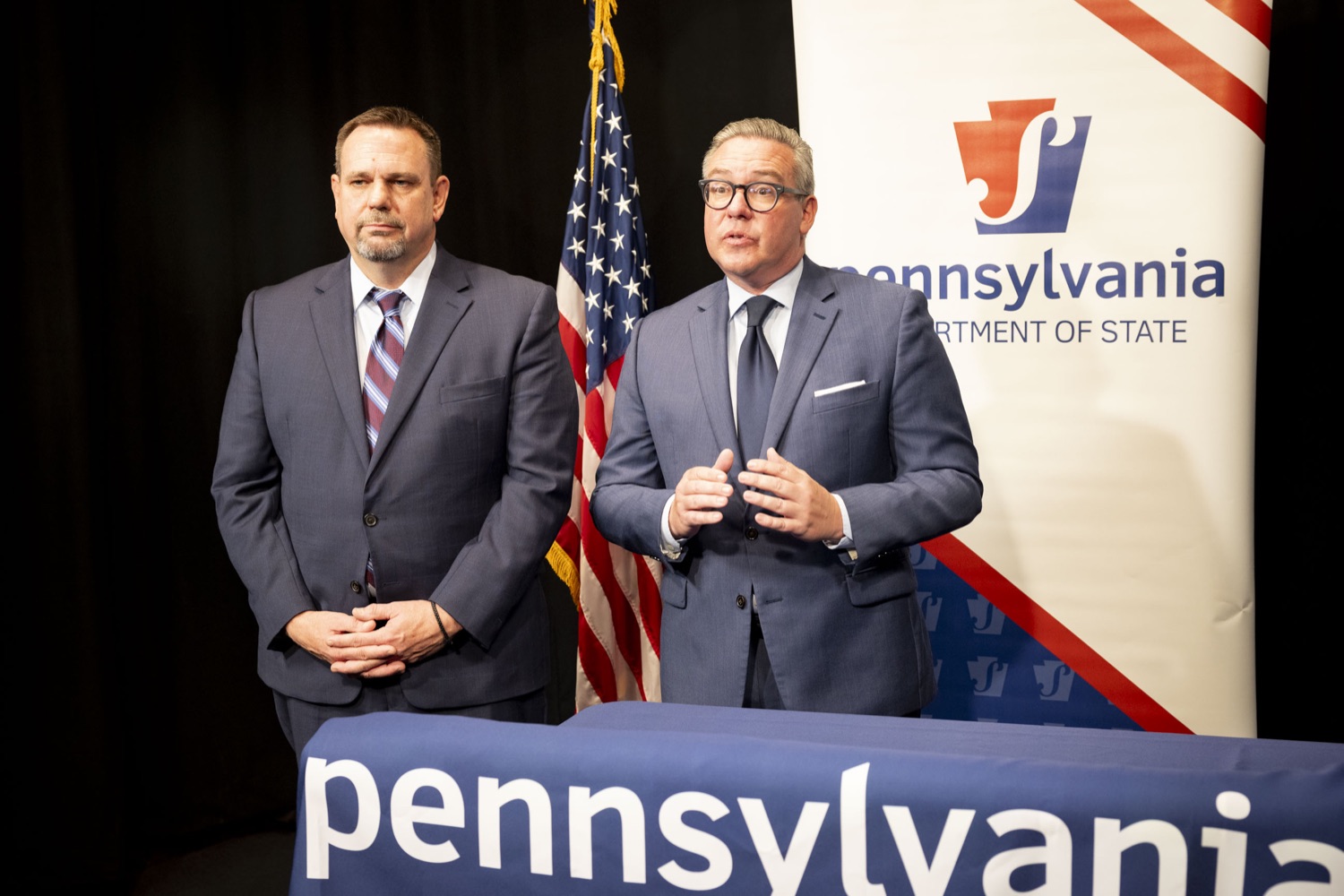 The Department of State livestreams a kickoff of Pennsylvania's statewide risk-limiting audit of the 2023 Municipal Election, in Harrisburg, PA on November 16, 2023.<br><a href="https://filesource.amperwave.net/commonwealthofpa/photo/24032_DOS_RiskLimitingAudit_02.jpg" target="_blank">⇣ Download Photo</a>