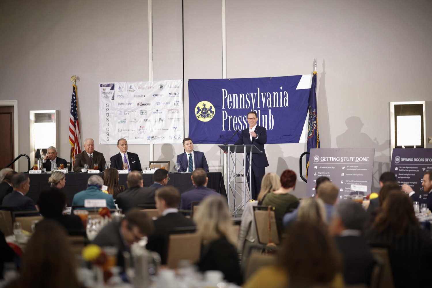 Governor Josh Shapiro delivered remarks at the Pennsylvania Press Club's November 2023 luncheon in Harrisburg.  NOVEMBER 20, 2023 - HARRISBURG, PA<br><a href="https://filesource.amperwave.net/commonwealthofpa/photo/24105_gov_papressclub_dz_0003.JPG" target="_blank">⇣ Download Photo</a>