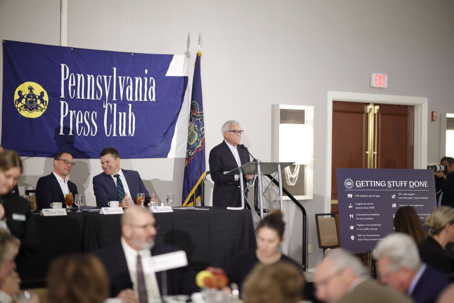 Governor Josh Shapiro delivered remarks at the Pennsylvania Press Club's November 2023 luncheon in Harrisburg.  NOVEMBER 20, 2023 - HARRISBURG, PA<br><a href="https://filesource.amperwave.net/commonwealthofpa/photo/24105_gov_papressclub_dz_0006.JPG" target="_blank">⇣ Download Photo</a>