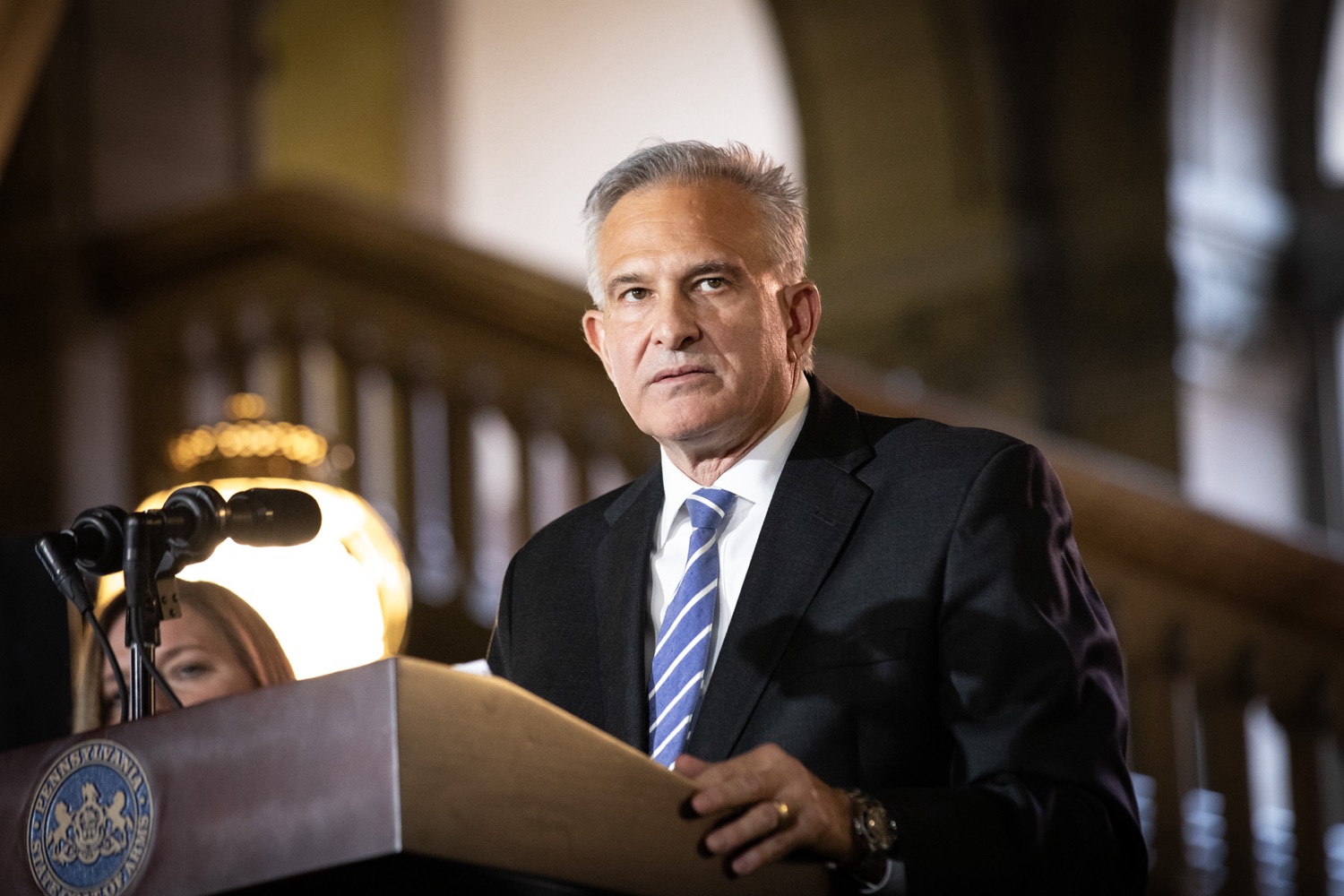 Pennsylvania Attorney General Michelle Henry and Allegheny County District Attorney Stephen Zappala were joined by law enforcement and community collaborators to announce a new public safety initiative in Allegheny County. Pictured here is Stephen Zappala, Allegheny County District Attorney, delivering remarks during the event. Pittsburgh, Pennsylvania.<br><a href="https://filesource.amperwave.net/commonwealthofpa/photo/24297_oag_publicSafety_JAP_07.jpg" target="_blank">⇣ Download Photo</a>