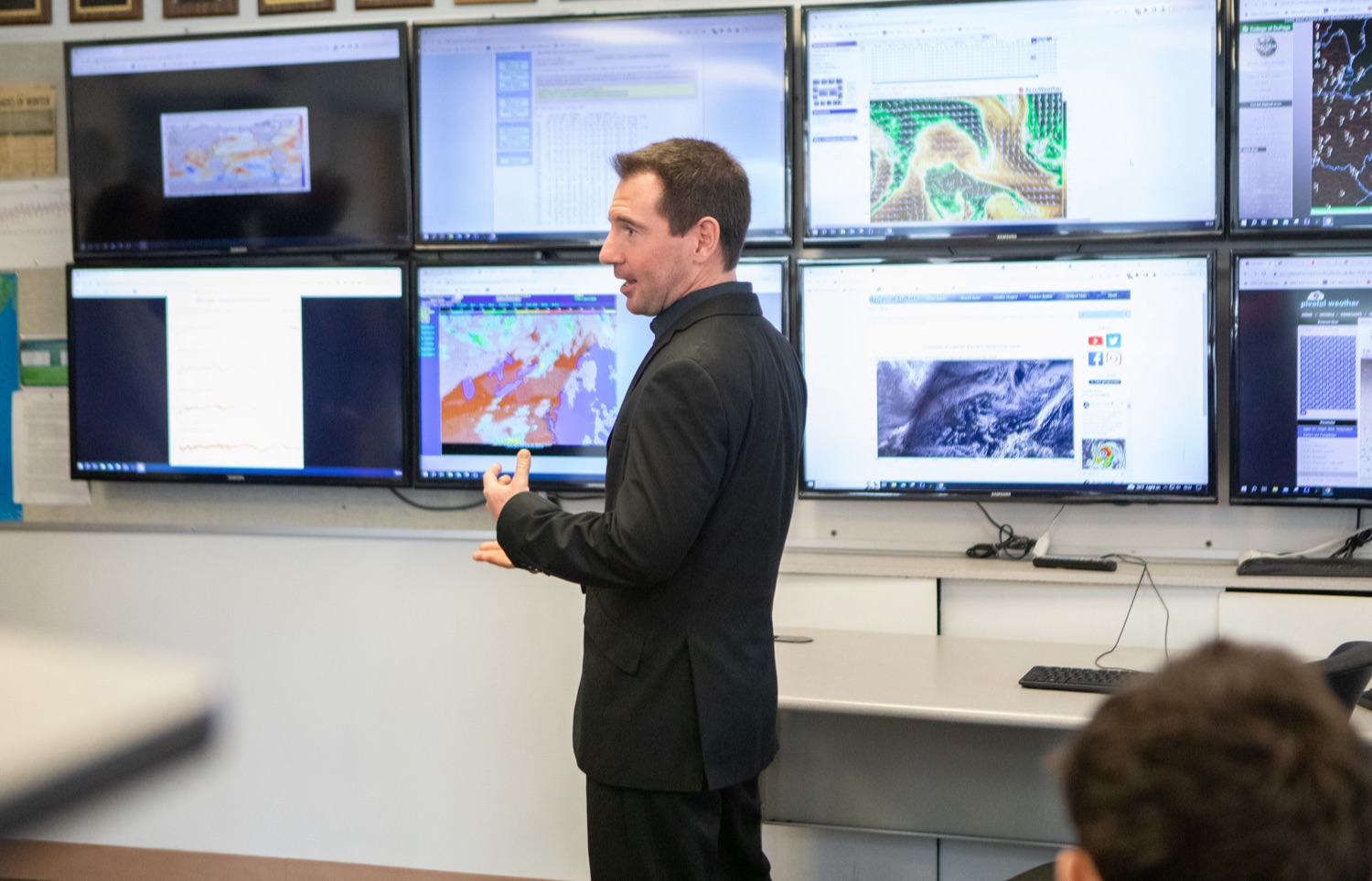 PDE Secretary Dr. Khalid N. Mumin takes a tour of the Weather Information Center. Millersville Meteorology is a nationally recognized flagship program of the university, with an innovative curriculum in space weather, air quality, water resources, data analytics, and emergency response and disaster preparedness. In 2020, Millersville became the seventh university in Pennsylvania to be designated as a StormReady University...Pennsylvania Department of Education (PDE) Secretary Dr. Khalid N. Mumin and Deputy Secretary Dr. Kate Shaw joined Pennsylvania State System of Higher Education (PASSHE) Chancellor Dan Greenstein at Millersville University to highlight Governor Shapiros proposed investments in higher education and how Pennsylvanias public postsecondary system is preparing students to be workforce-ready upon graduation.. .Governor Shapiros blueprint for higher education will help Pennsylvanias public universities build on areas of strength and address the challenges caused by a 30-year disinvestment in higher education by the Commonwealth, such as competition between universities that results in higher costs and lower enrollment. Governor Shapiros blueprint will ensure better coordination across PASSHE universities and community colleges to expand access to affordable, workforce-ready credentials and degrees across Pennsylvania  including in areas that currently lack access.. .Our Commonwealths institutions of higher education, like Millersville University, do an incredible job preparing students for the future and connecting them with future opportunities, said Secretary Khalid N. Mumin. Governor Josh Shapiros new blueprint for higher education will end the era of disinvestment in our higher education sector, make postsecondary education more accessible and affordable to more Pennsylvanians, and allow these schools to continue to do what they do besteducate learners..<br><a href="https://filesource.amperwave.net/commonwealthofpa/photo/24436_PDE_Blueprint_ERD_002.jpg" target="_blank">⇣ Download Photo</a>