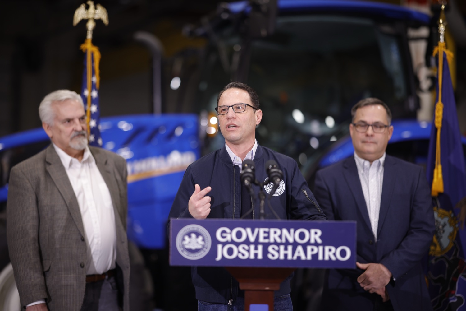 First Day After Budget Address, Governor Shapiro and Secretary Redding Visit New Holland Equipment, Highlight the Governors Proposed Investments in Agriculture Innovation<br><a href="https://filesource.amperwave.net/commonwealthofpa/photo/24439_gov_agInnovation_09.jpg" target="_blank">⇣ Download Photo</a>